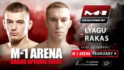 Lightweight bout at M-1 Challenge 87: Aleksandar Rakas vs. Anatoly Lyagu.