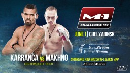 Lightweight bout at M-1 Challenge 93: Rogerio Karranca vs. Alexey Makhno