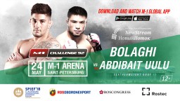 Featherweight bout at M-1 Challenge 92: Saba Bolaghi vs. Busurmankul Abdibait Uulu